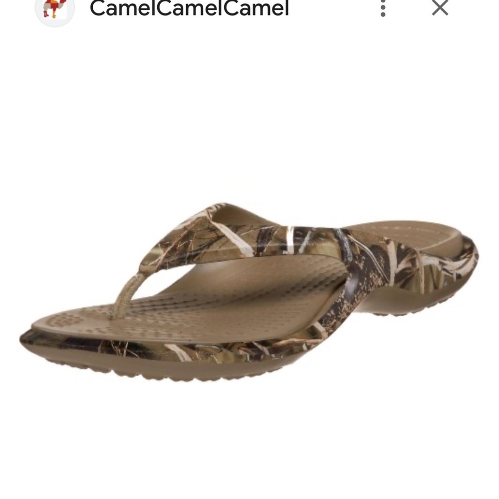 Crocs Kadee II Flip Flops Womens Khaki Realtree Max-4 Camo Sandals Thin Strap 7